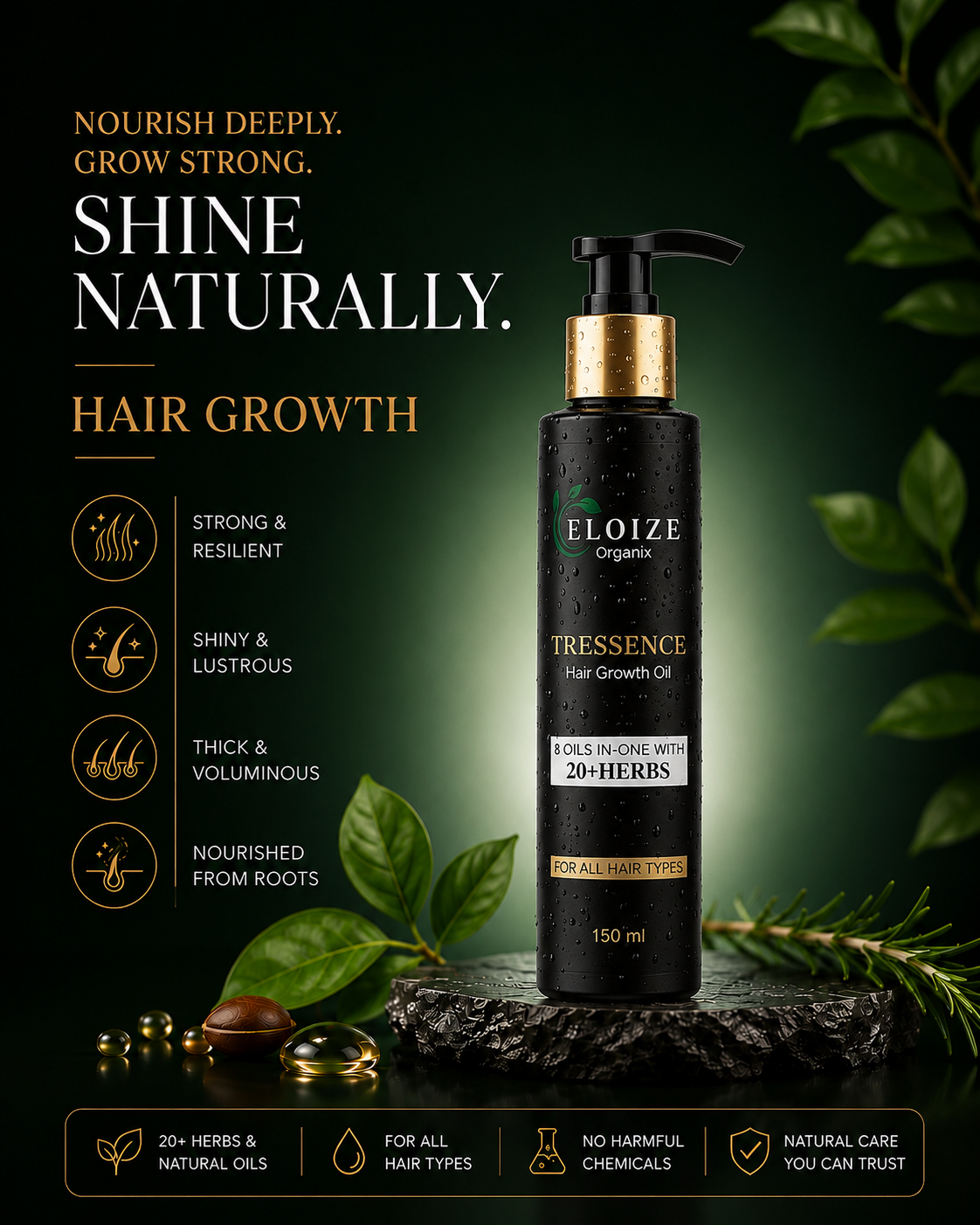ELOIZE Tressence Hair Growth Oil | 20+ Herbs for Hair Fall Control
